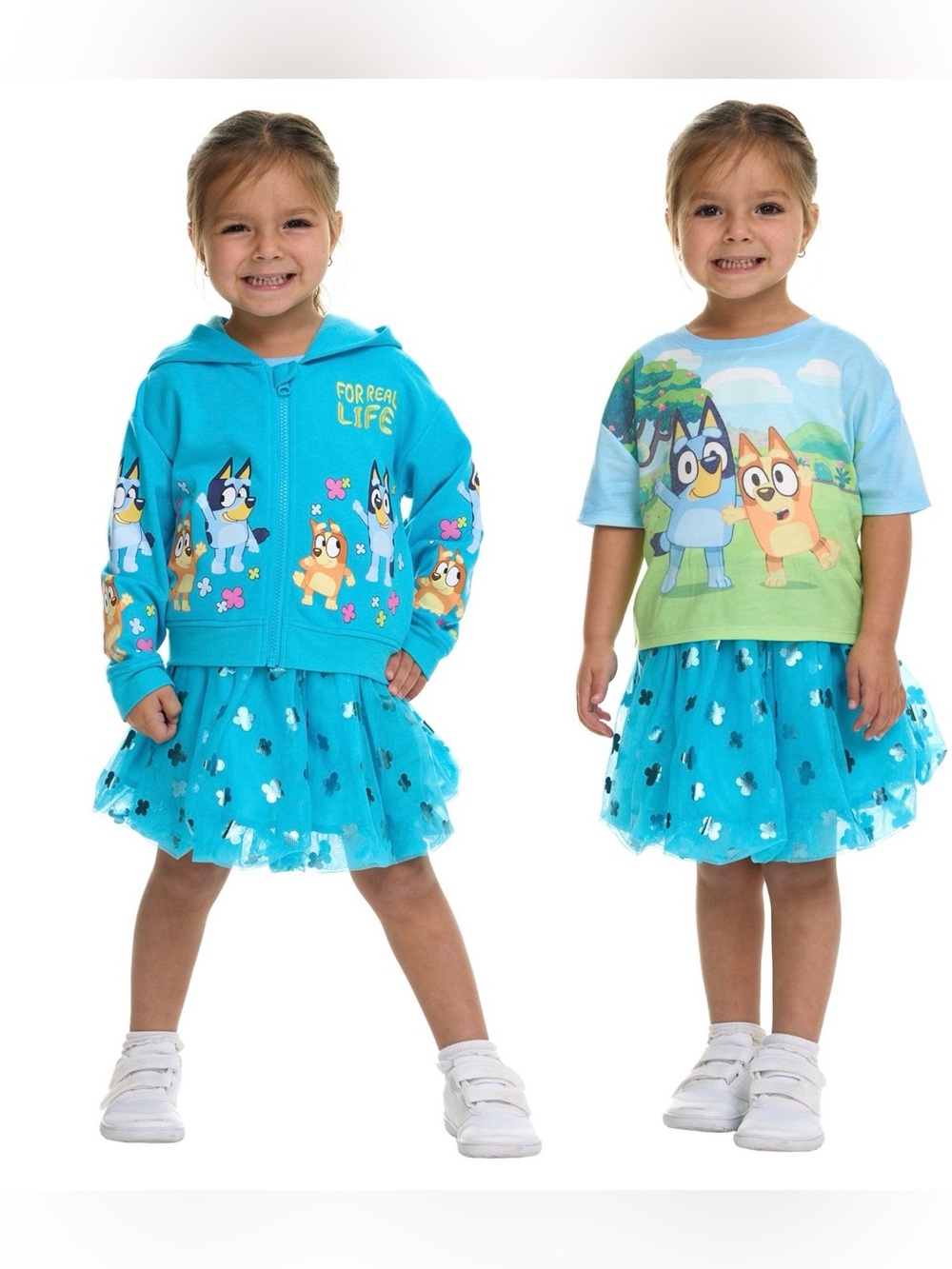 Bluey  Kids 3-Piece Matching Set with Cartoon Print Hoodie & Tee